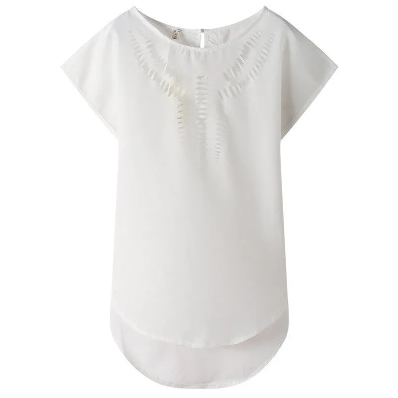 Fashion Design Vintage Hollow Out Chiffon Blouse Shirt Women Tops Sweet Cute Plus Size Women Clothing