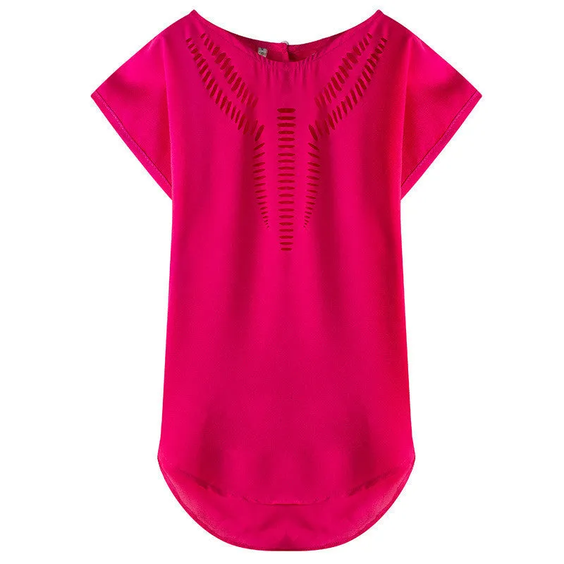 Fashion Design Vintage Hollow Out Chiffon Blouse Shirt Women Tops Sweet Cute Plus Size Women Clothing