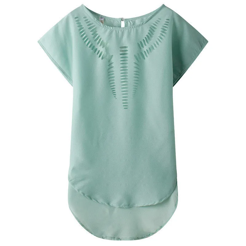 Fashion Design Vintage Hollow Out Chiffon Blouse Shirt Women Tops Sweet Cute Plus Size Women Clothing