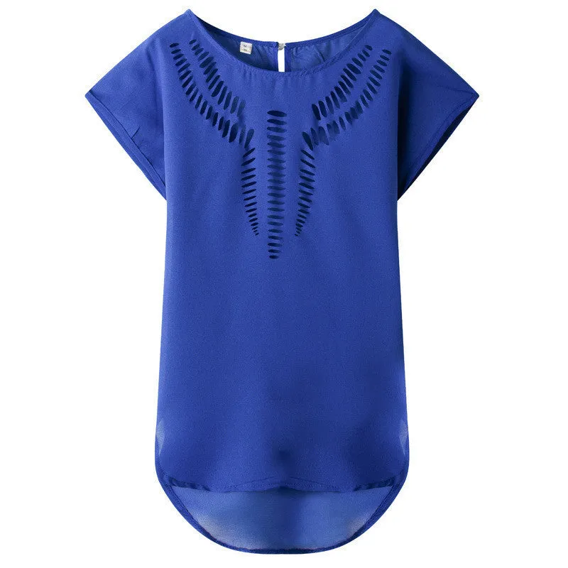 Fashion Design Vintage Hollow Out Chiffon Blouse Shirt Women Tops Sweet Cute Plus Size Women Clothing