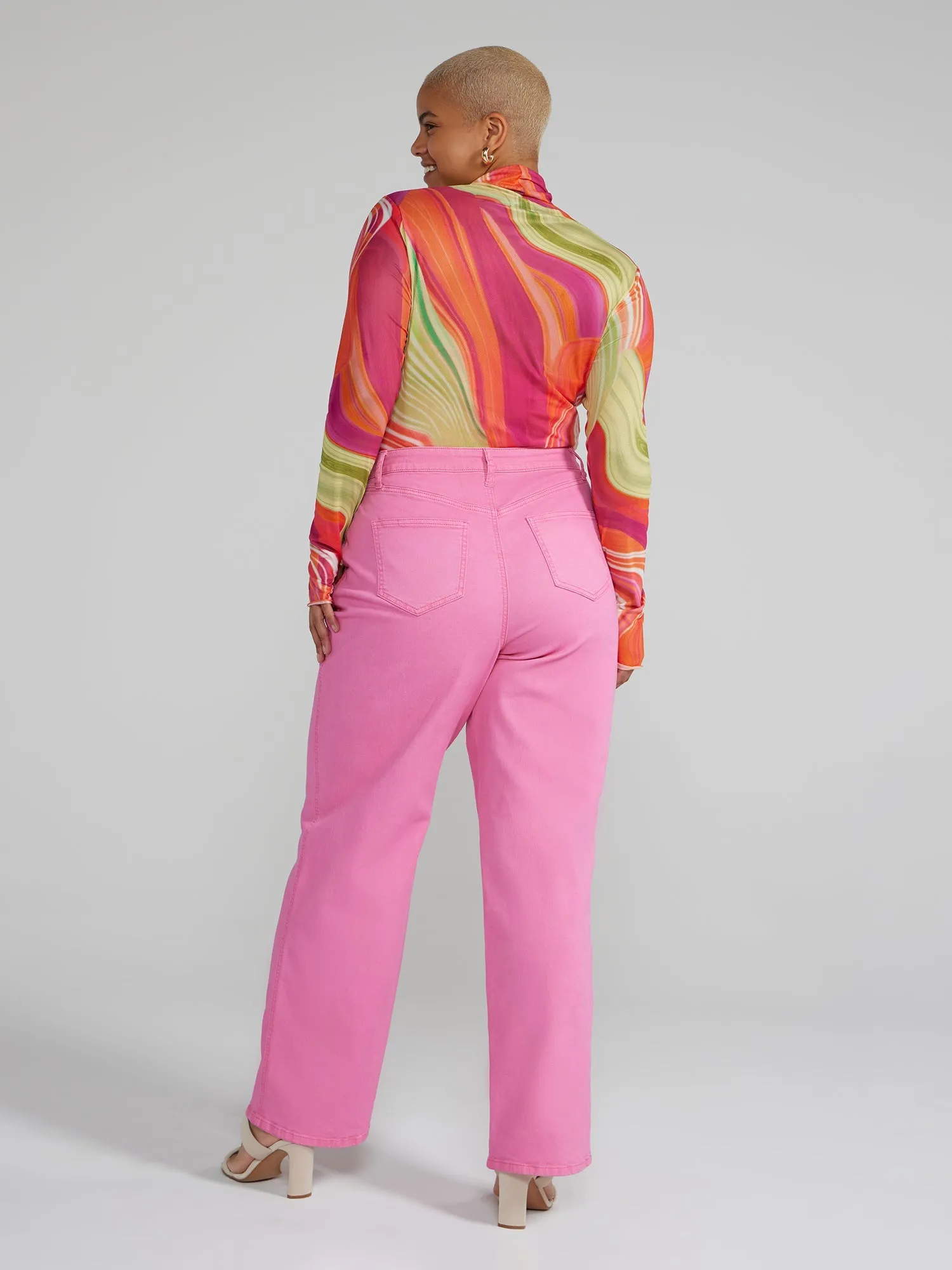 Fashion To Figure - Aelia Mockneck Marble Print Mesh Top