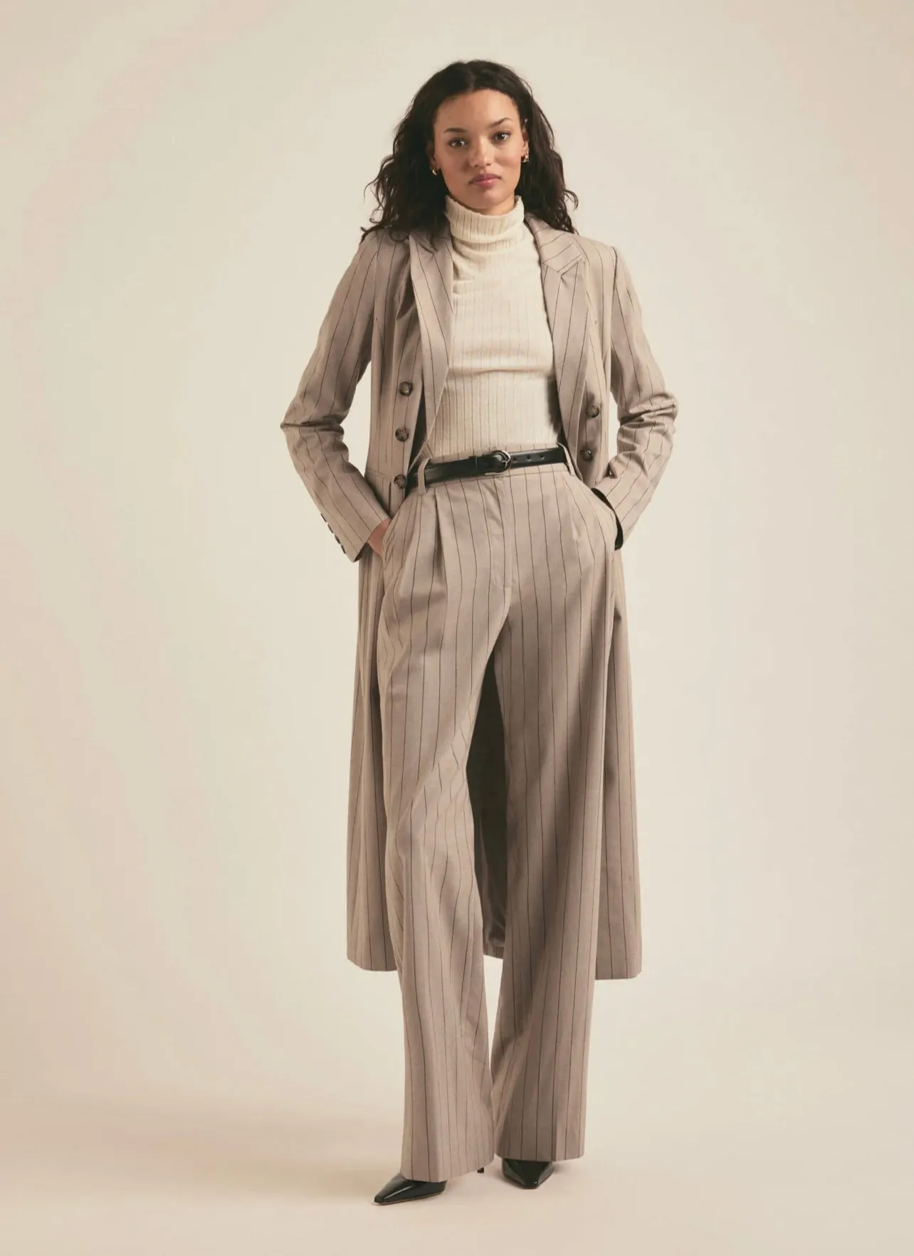 Favorite Daughter Dream Favorite Pant Natural Pinstripe