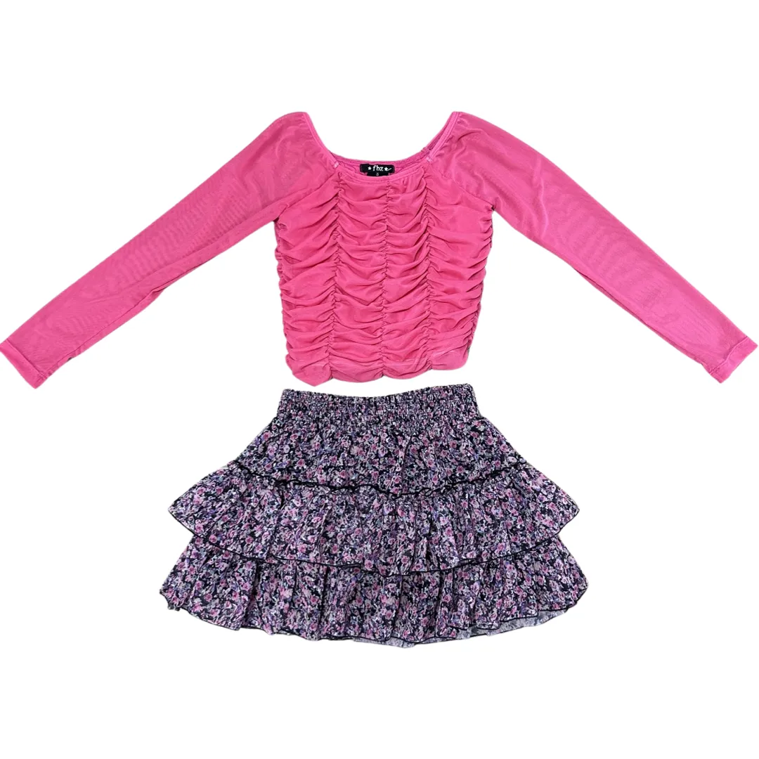FBZ Purple Floral Chiffon Skirt