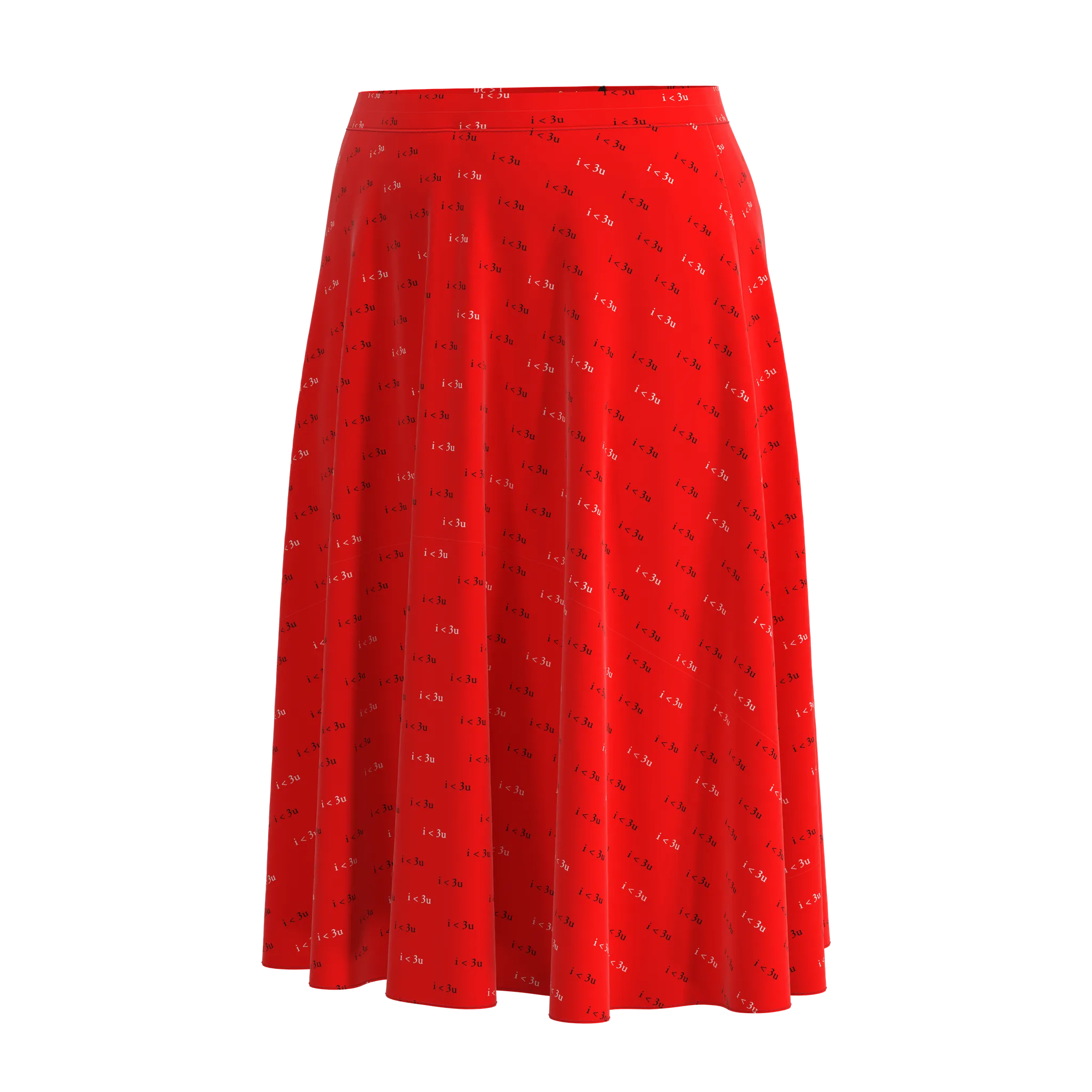 Flare I Love You Red Skirt