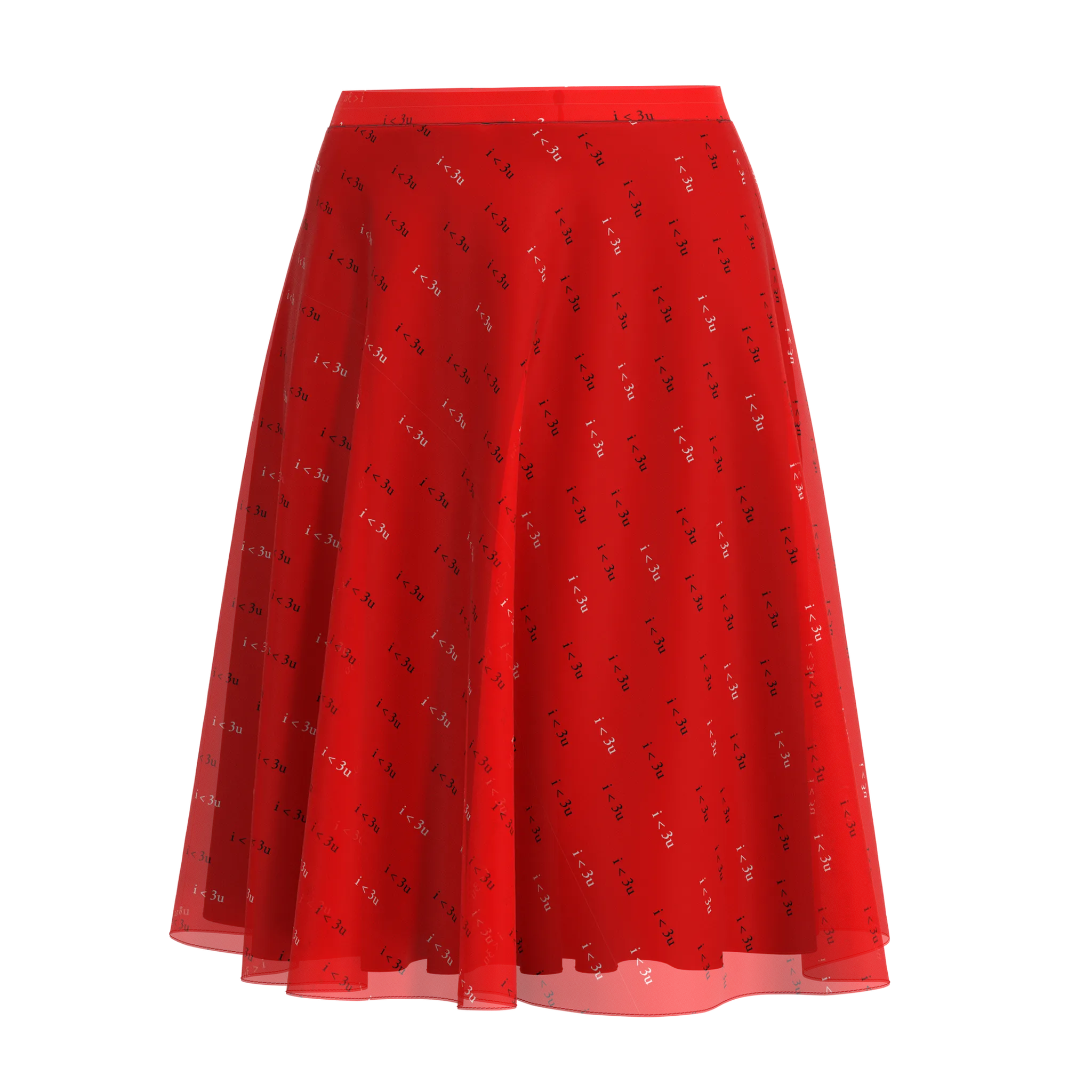 Flare I Love You Red Skirt