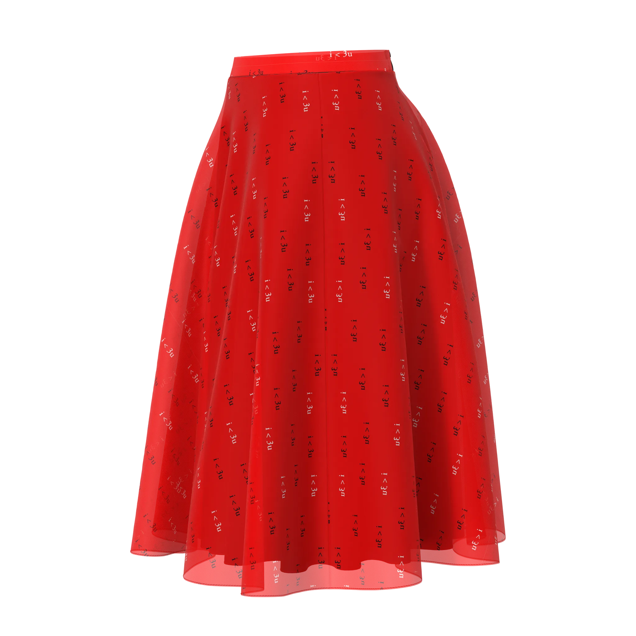 Flare I Love You Red Skirt