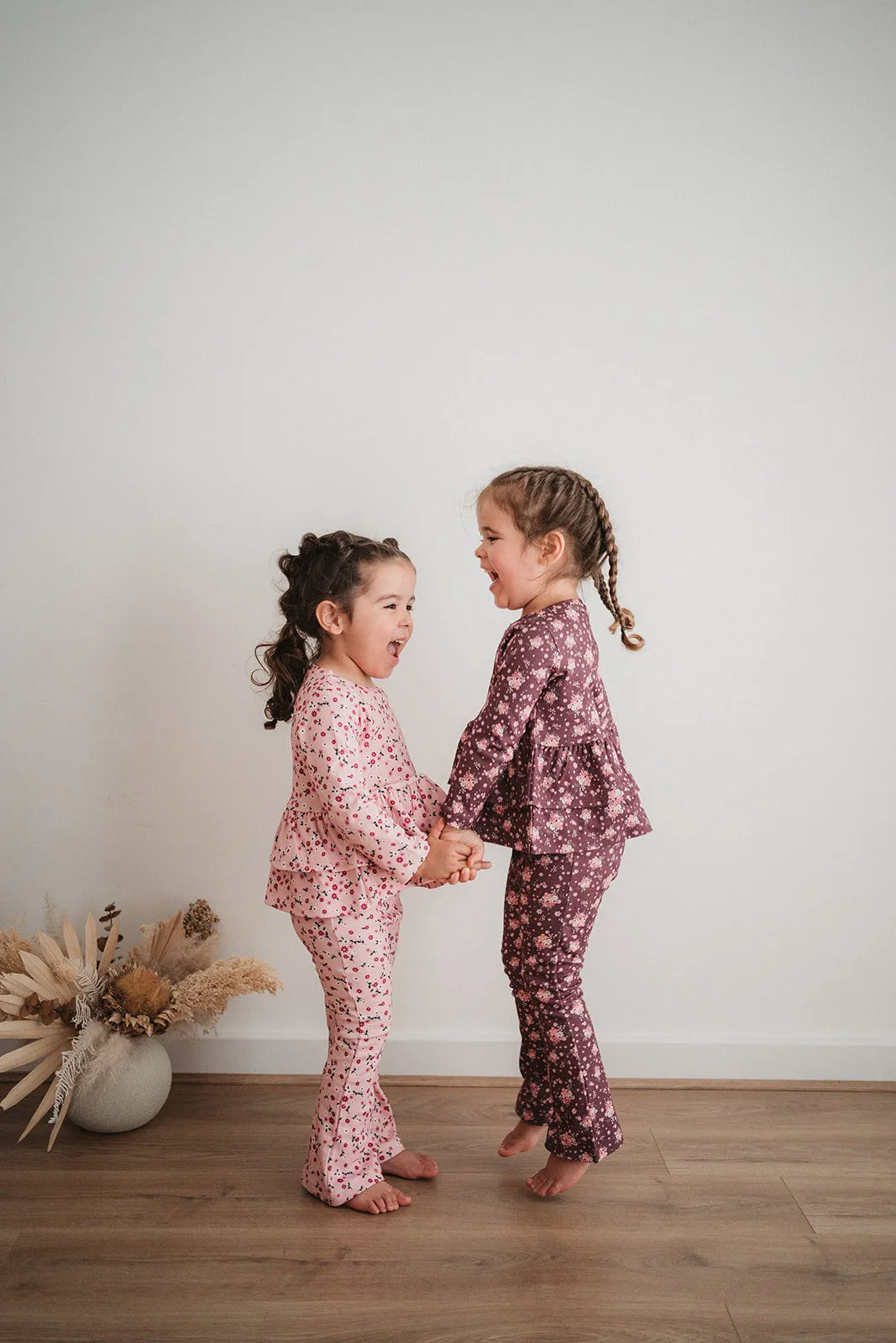 Flares in Mulberry Floral Print