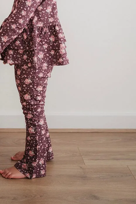 Flares in Mulberry Floral Print