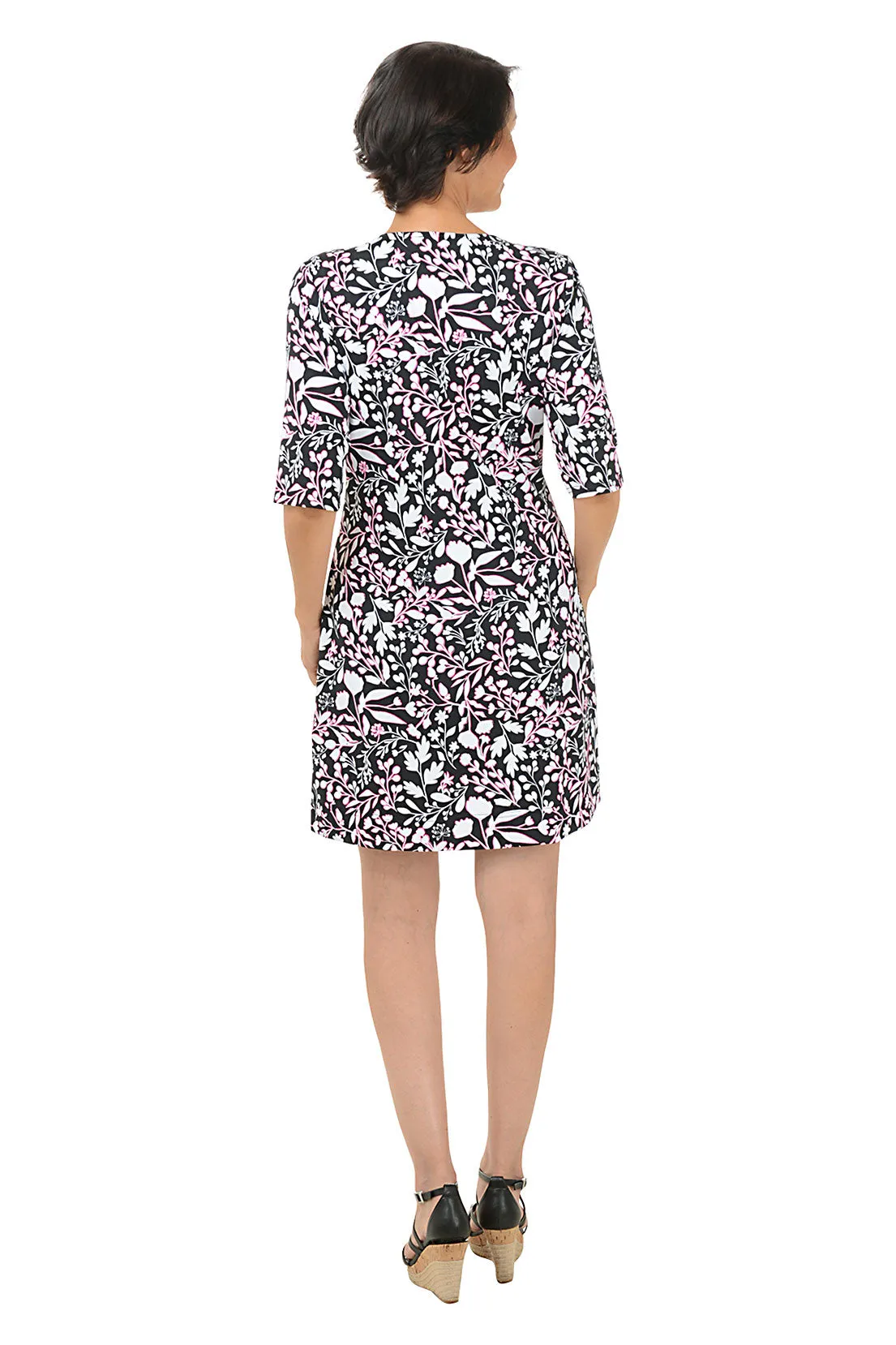 Floral Stencil V-Neck UPF50  Dress