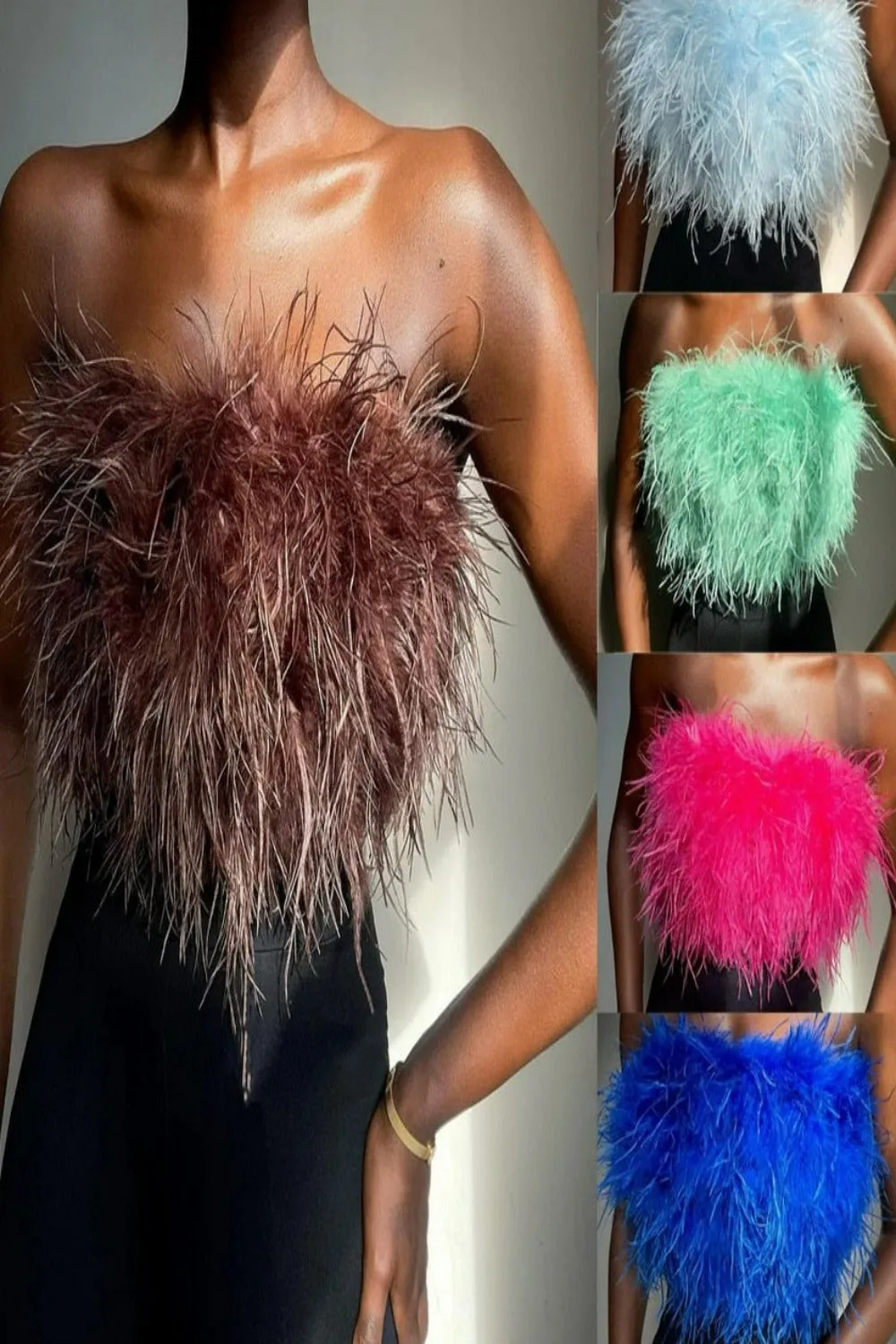 Forever Feather Off Shoulder Cropped Tube Top