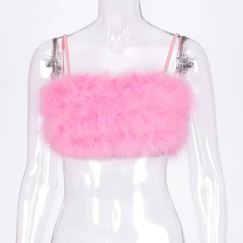 Forever Feather Off Shoulder Cropped Tube Top