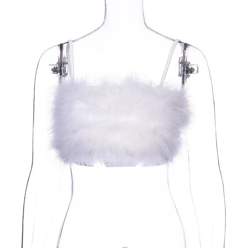 Forever Feather Off Shoulder Cropped Tube Top