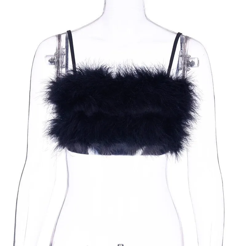 Forever Feather Off Shoulder Cropped Tube Top