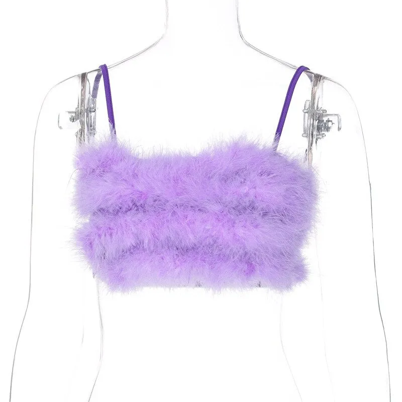 Forever Feather Off Shoulder Cropped Tube Top
