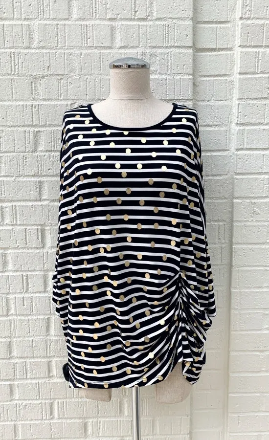Frank Lyman Navy & White Striped Knit Tunic