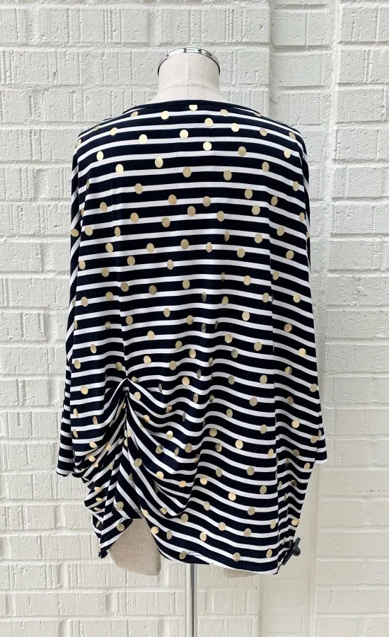 Frank Lyman Navy & White Striped Knit Tunic
