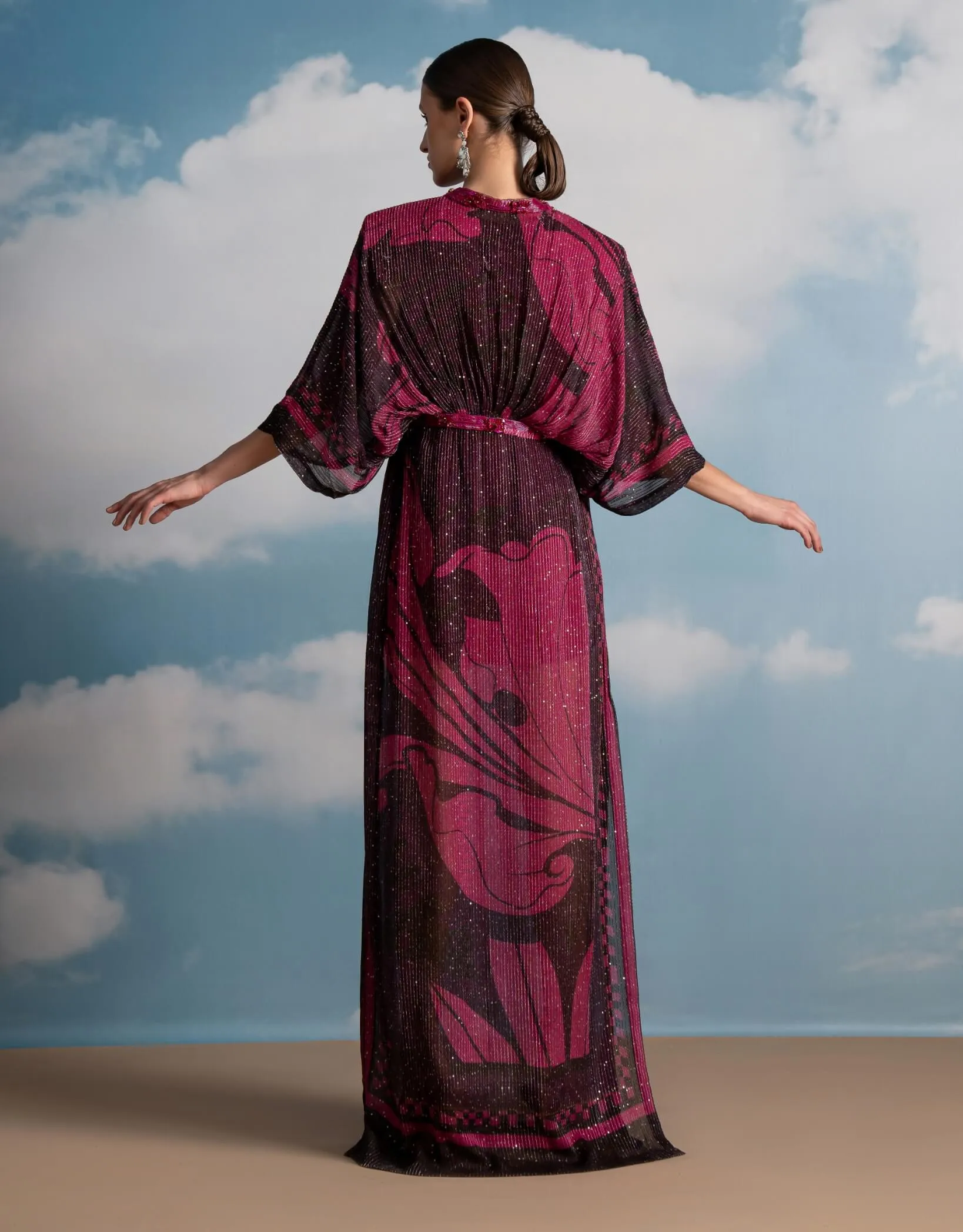 Fuchsia swirl printed kaftan