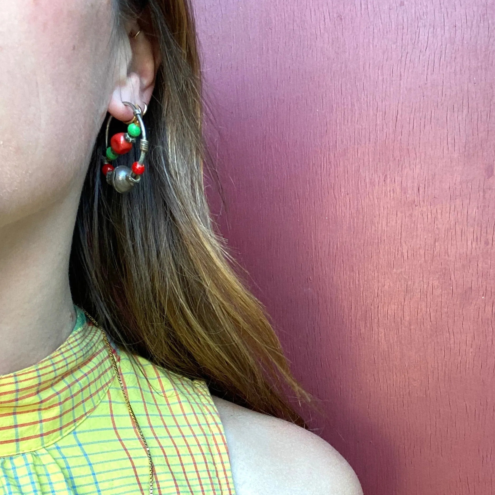 Fun & Colorful Uzbek Beaded Hoop Earrings
