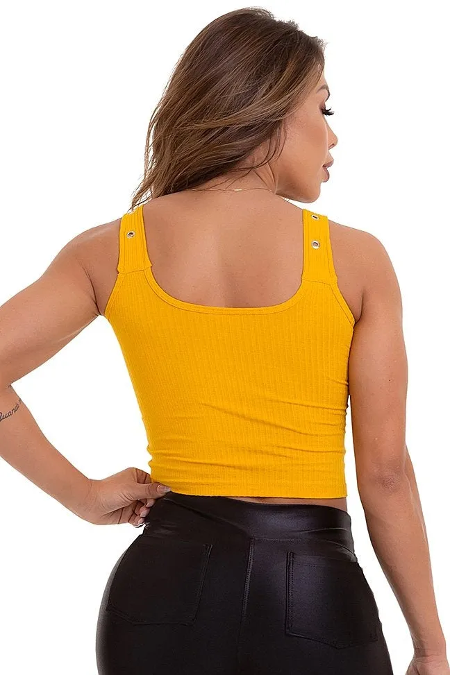 Garotafit Yellow Berlin Fluted Tank Top