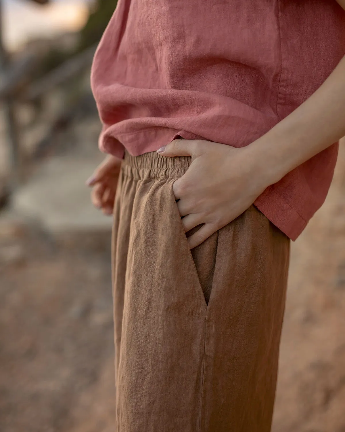 Georgina - Linen Trousers in Brown
