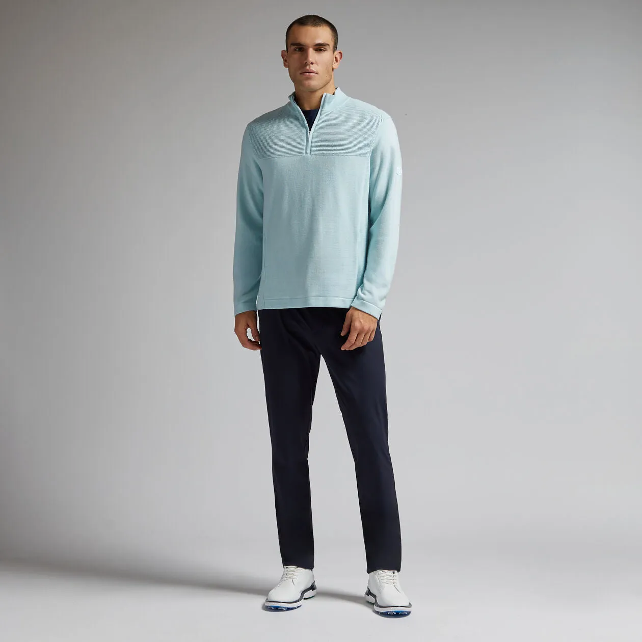 G/FORE MENS WIND BREAKER MERINO WOOL QUARTER ZIP PULLOVER - DAYBREAK