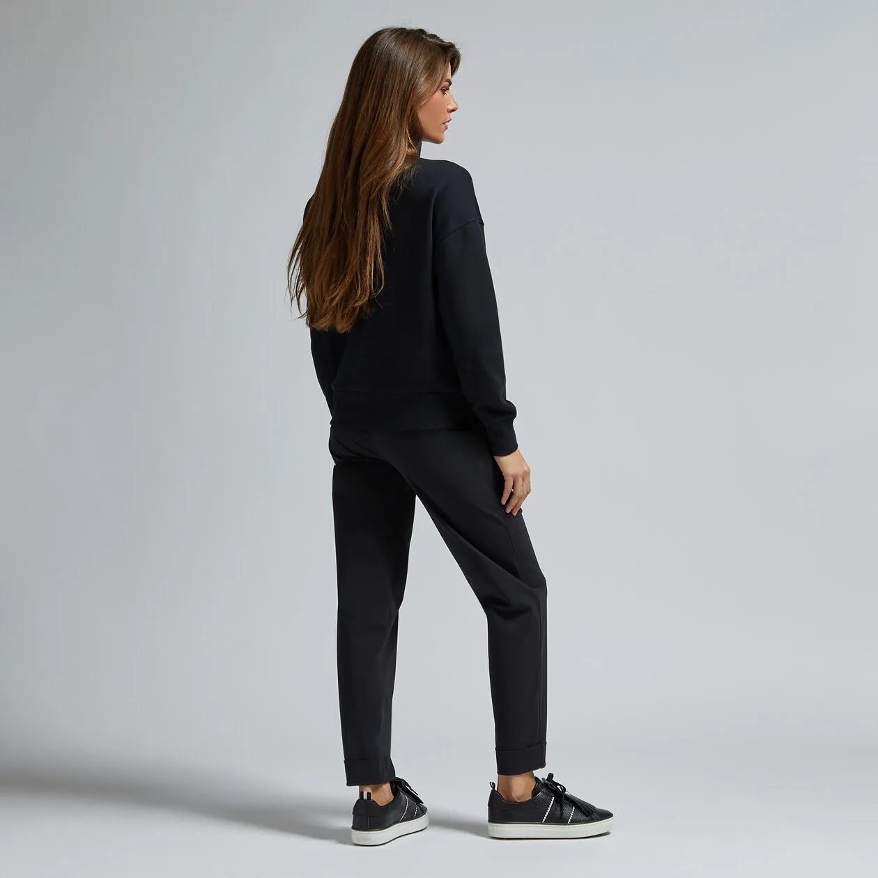 G/FORE WOMENS F*CK GOLF FRENCH TERRY QUARTER ZIP BOXY PULLOVER - ONYX