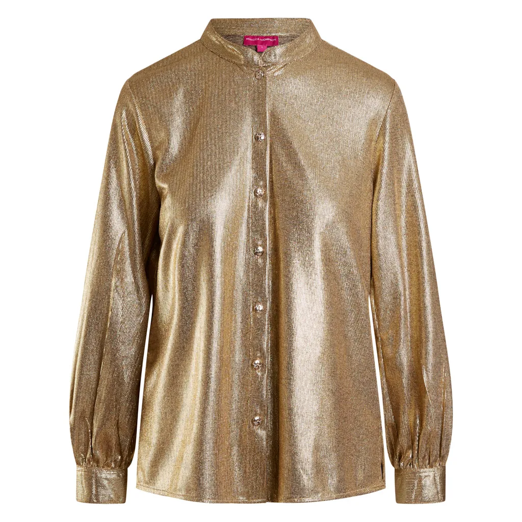 Gold Lamé Button Through Blouse