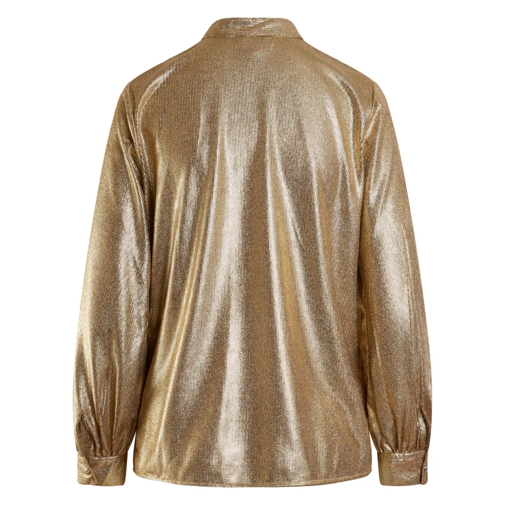 Gold Lamé Button Through Blouse
