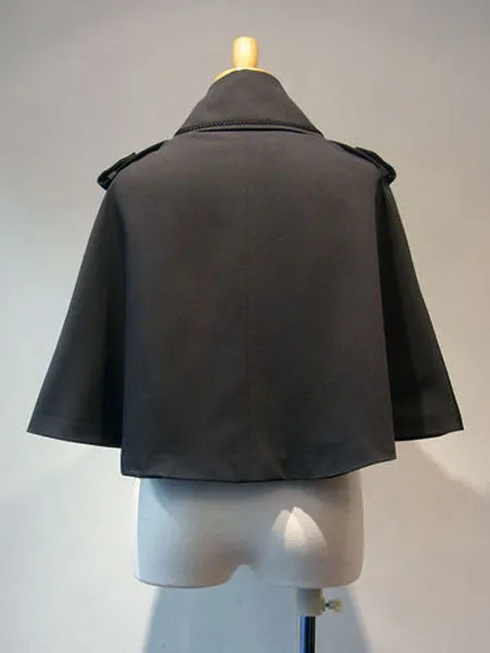 Gothic Lolita Poncho Metallic Button Black Winter Lolita Cape