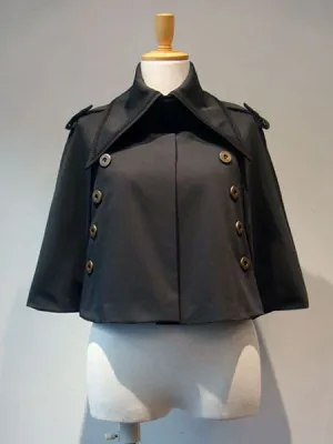 Gothic Lolita Poncho Metallic Button Black Winter Lolita Cape