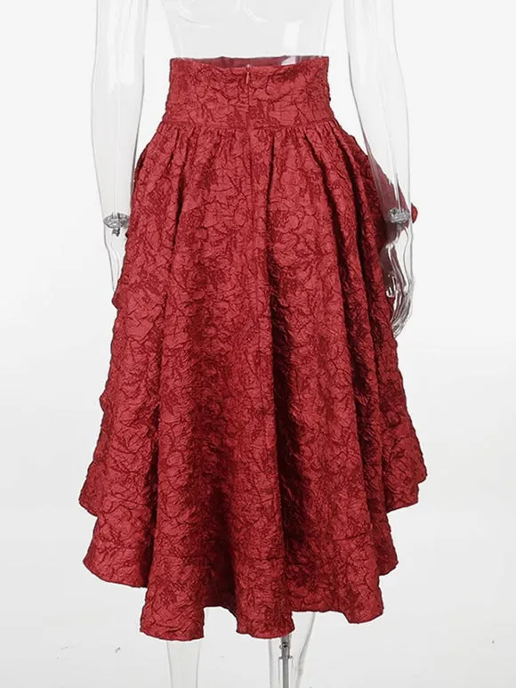 Gothic Lolita SK Ruffles Lace Up Burgundy Lolita Skirts