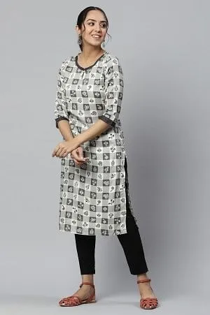 Grey Printed kurta & Trousers Set