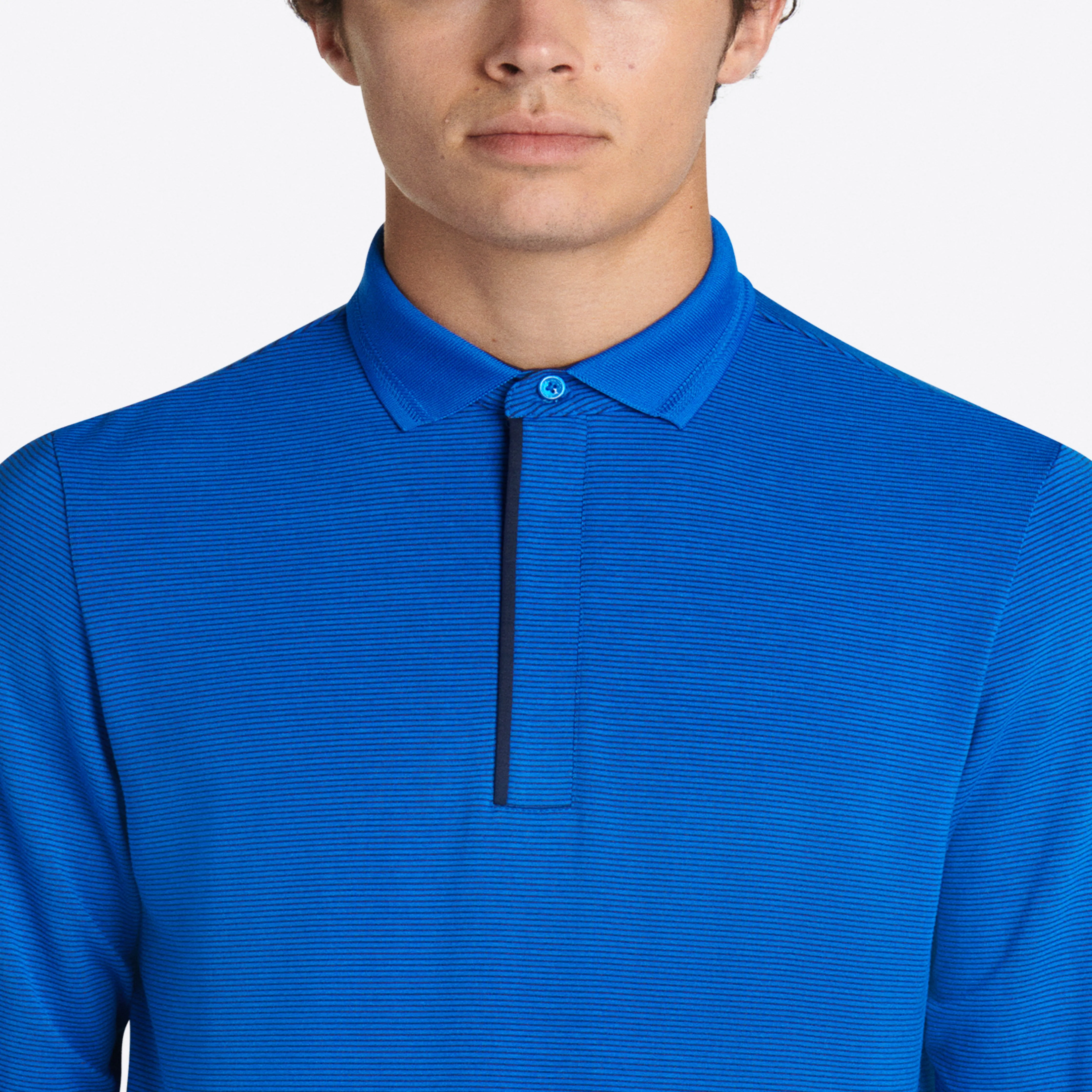 Hairline Stripe Quarter Zip Mock Neck Pullover
