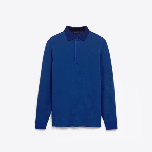 Hairline Stripe Quarter Zip Mock Neck Pullover