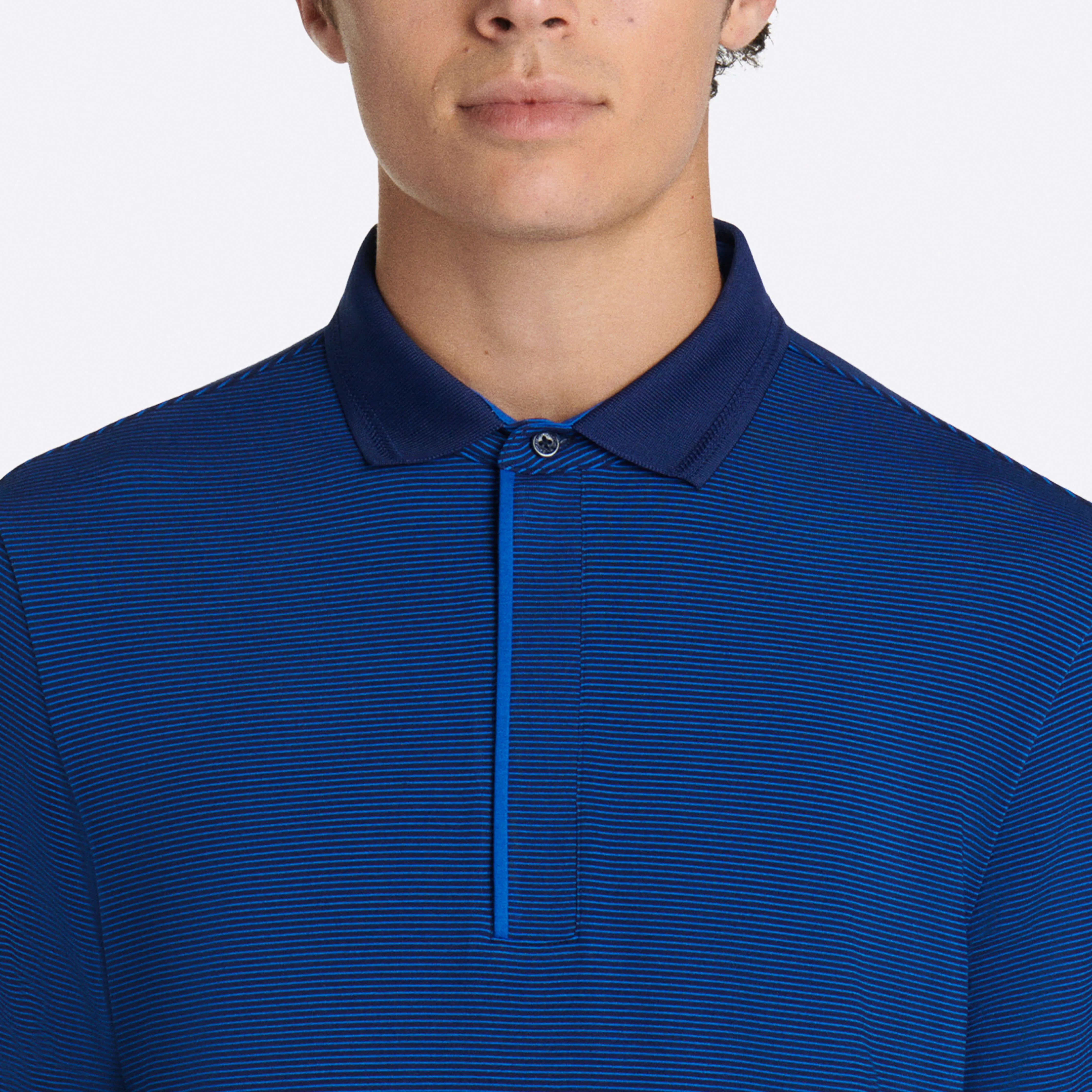 Hairline Stripe Quarter Zip Mock Neck Pullover