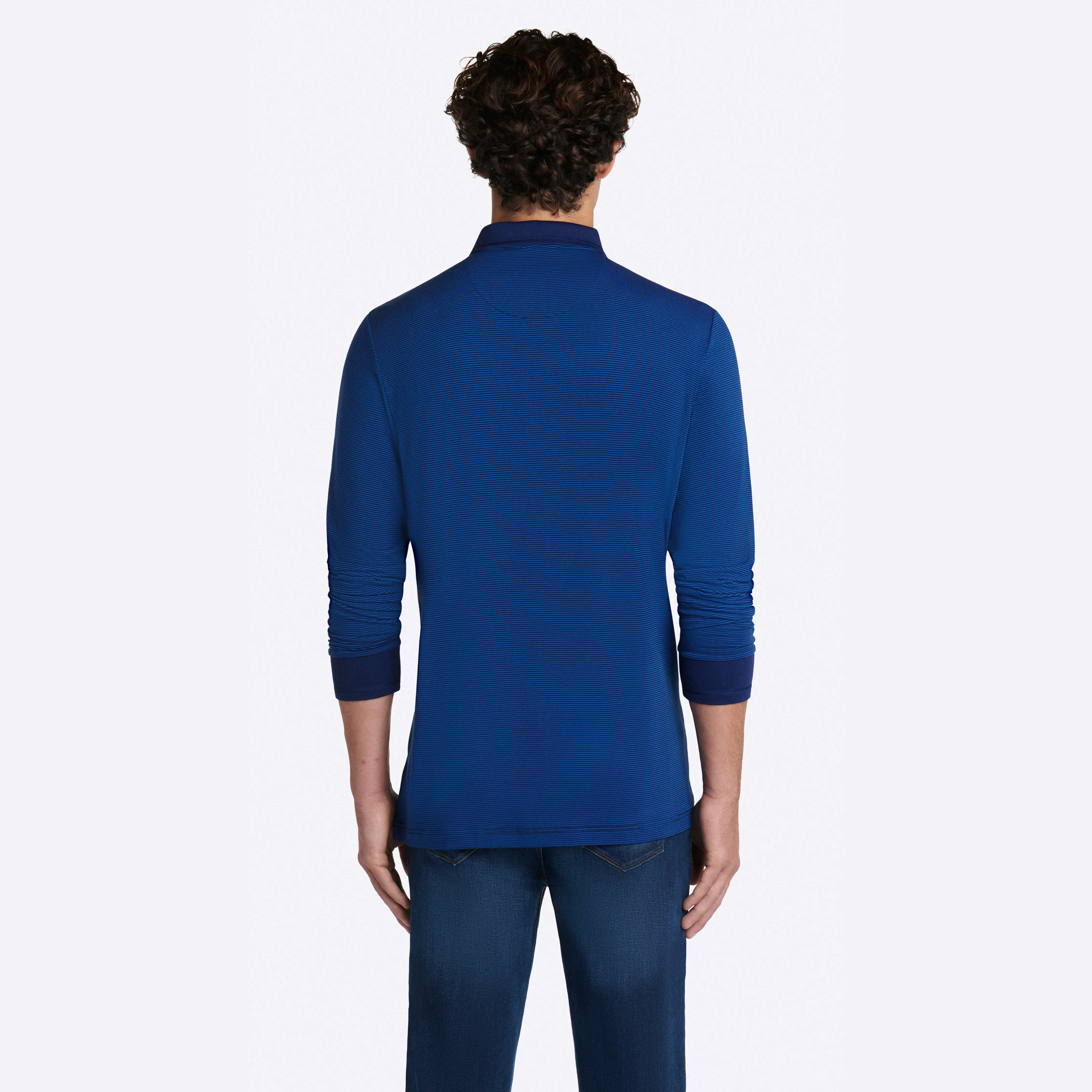 Hairline Stripe Quarter Zip Mock Neck Pullover