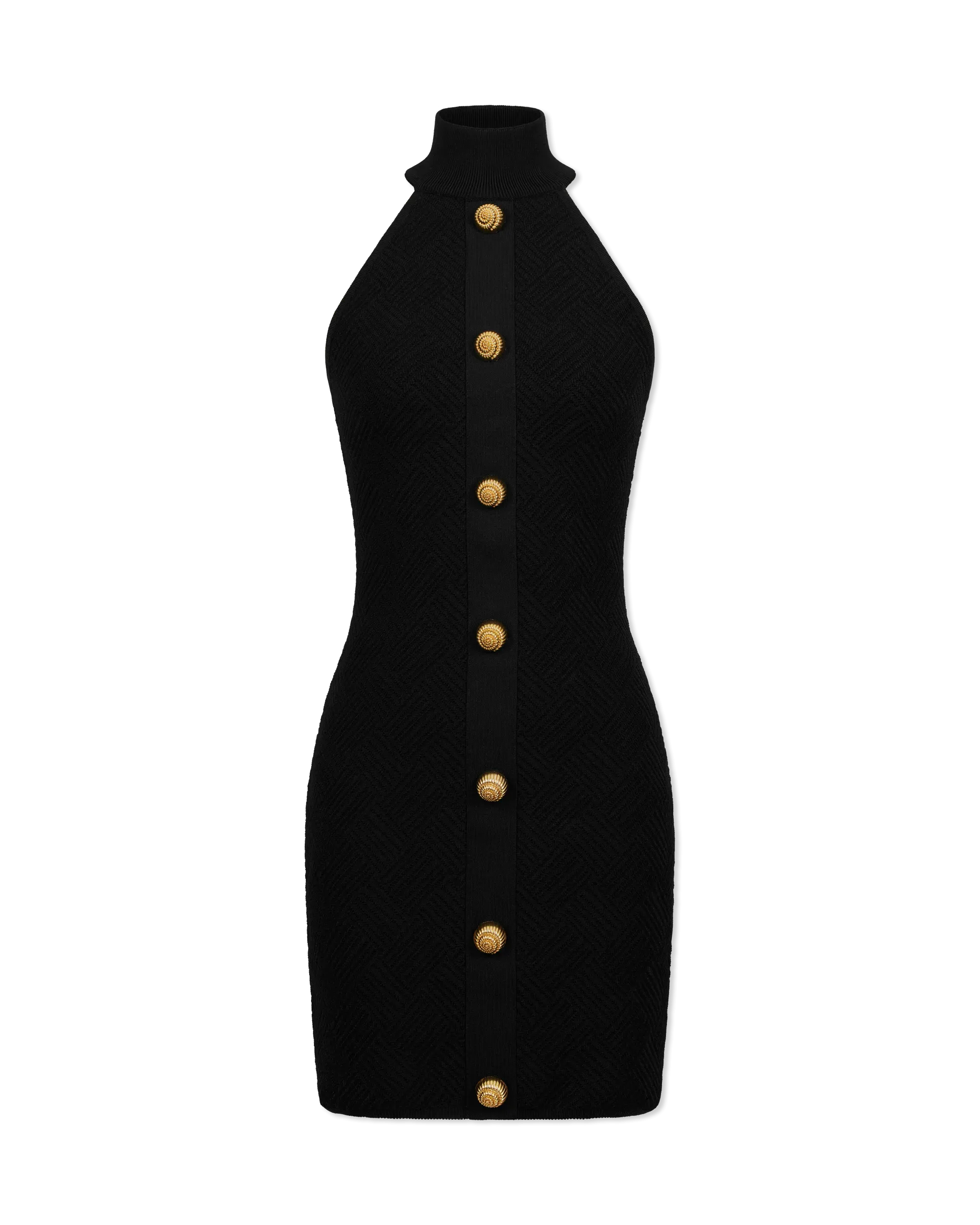 Halterneck Button Knit Mini Dress