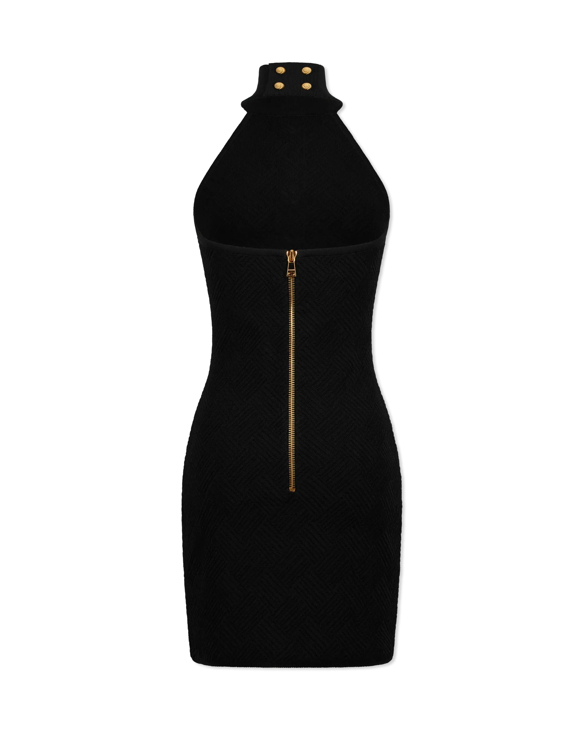 Halterneck Button Knit Mini Dress