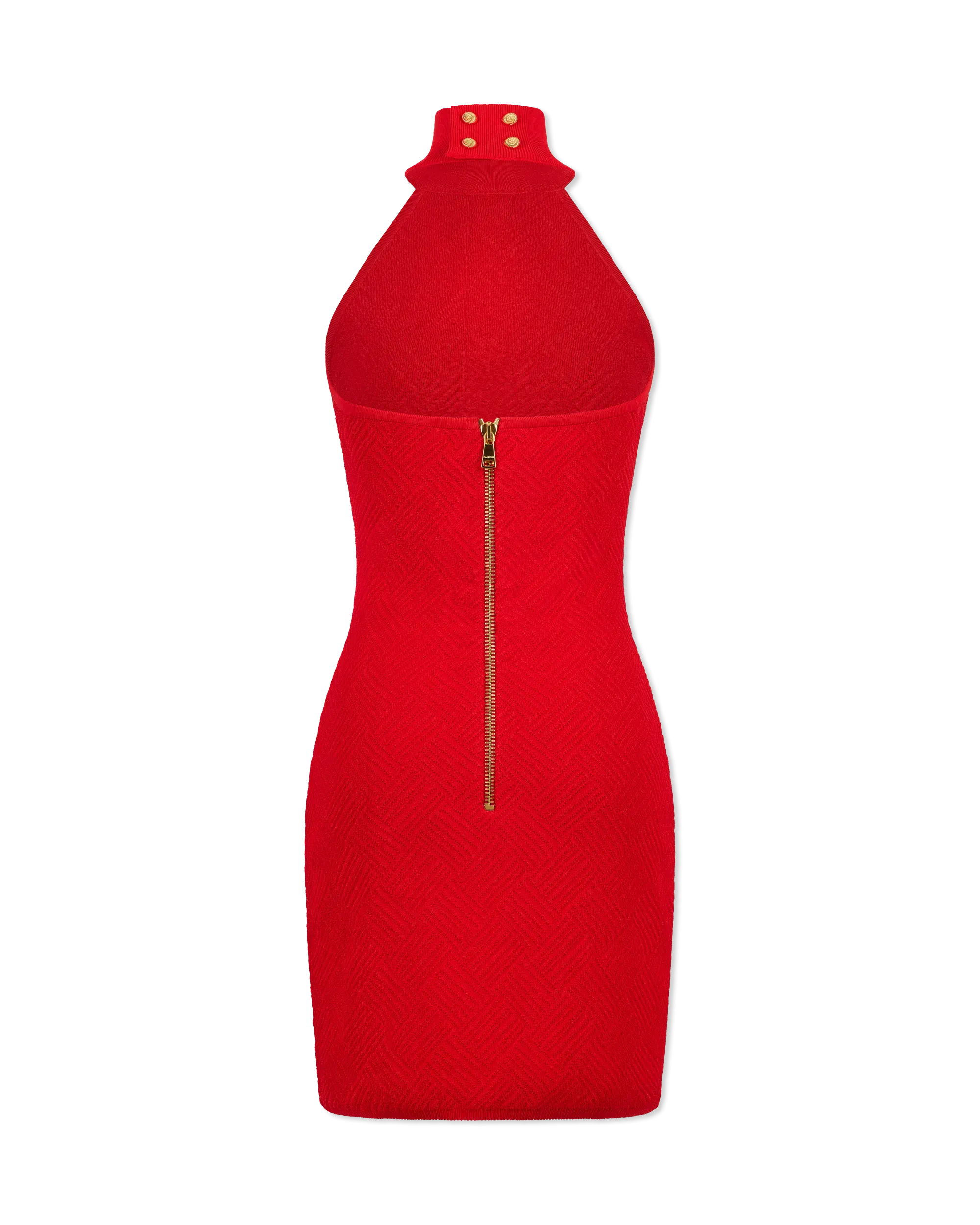Halterneck Button Knit Mini Dress