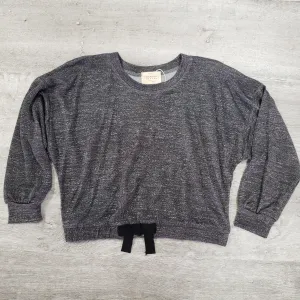 Hannah Banana Shimmery Metallic Long Sleeve Sweatshirt - Charcoal