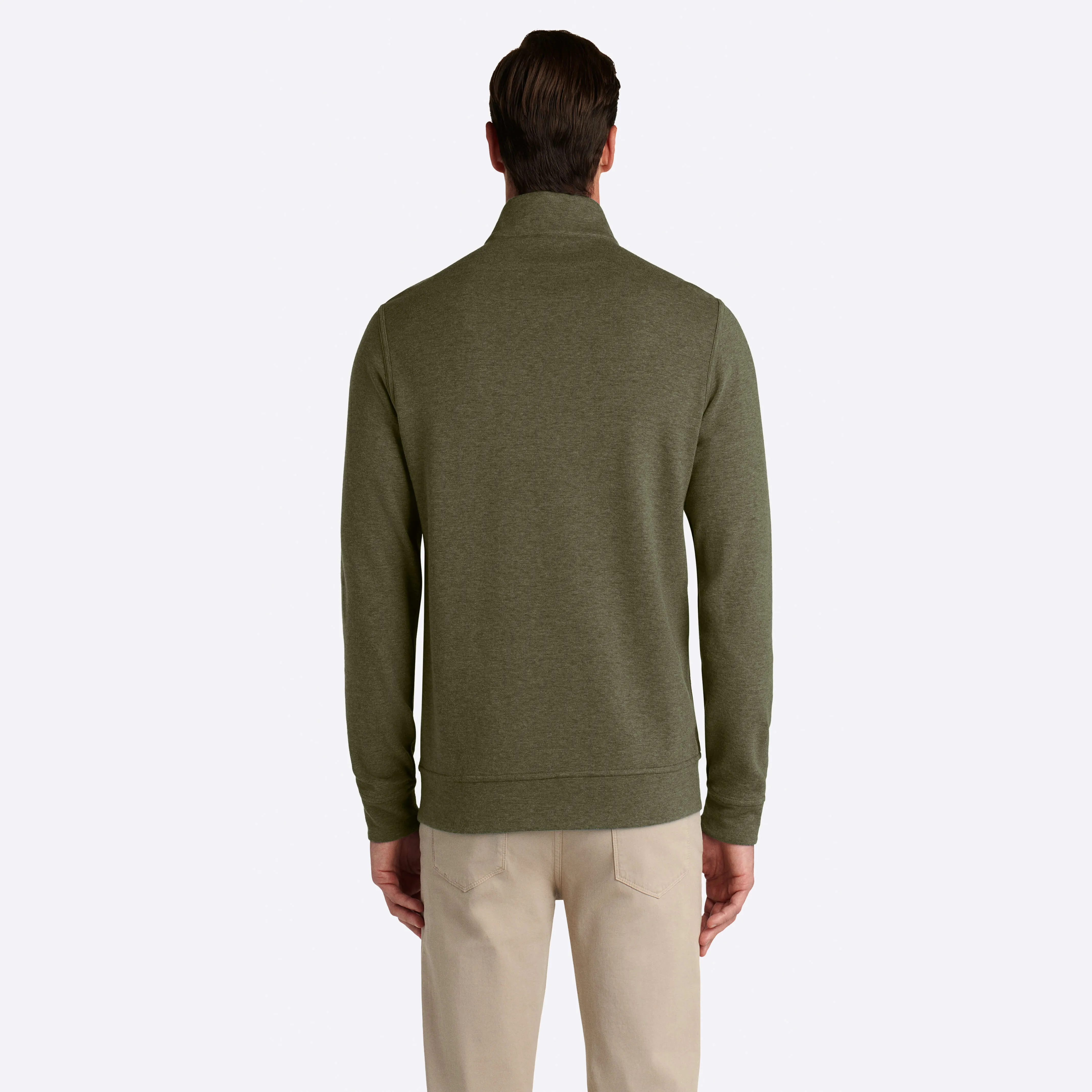 Heather and Bird's Eye Reversible Quarter Zip Mock Neck