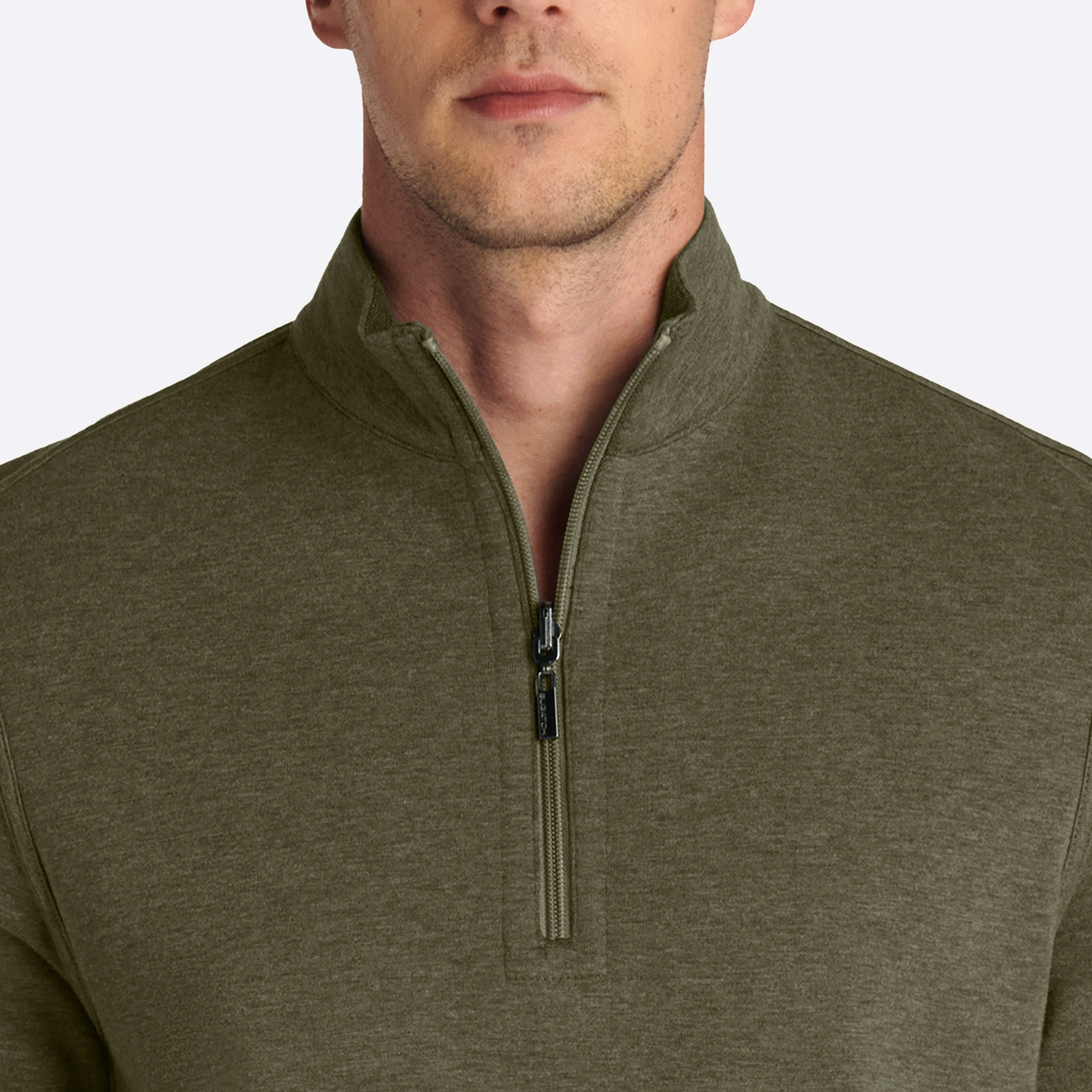 Heather and Bird's Eye Reversible Quarter Zip Mock Neck