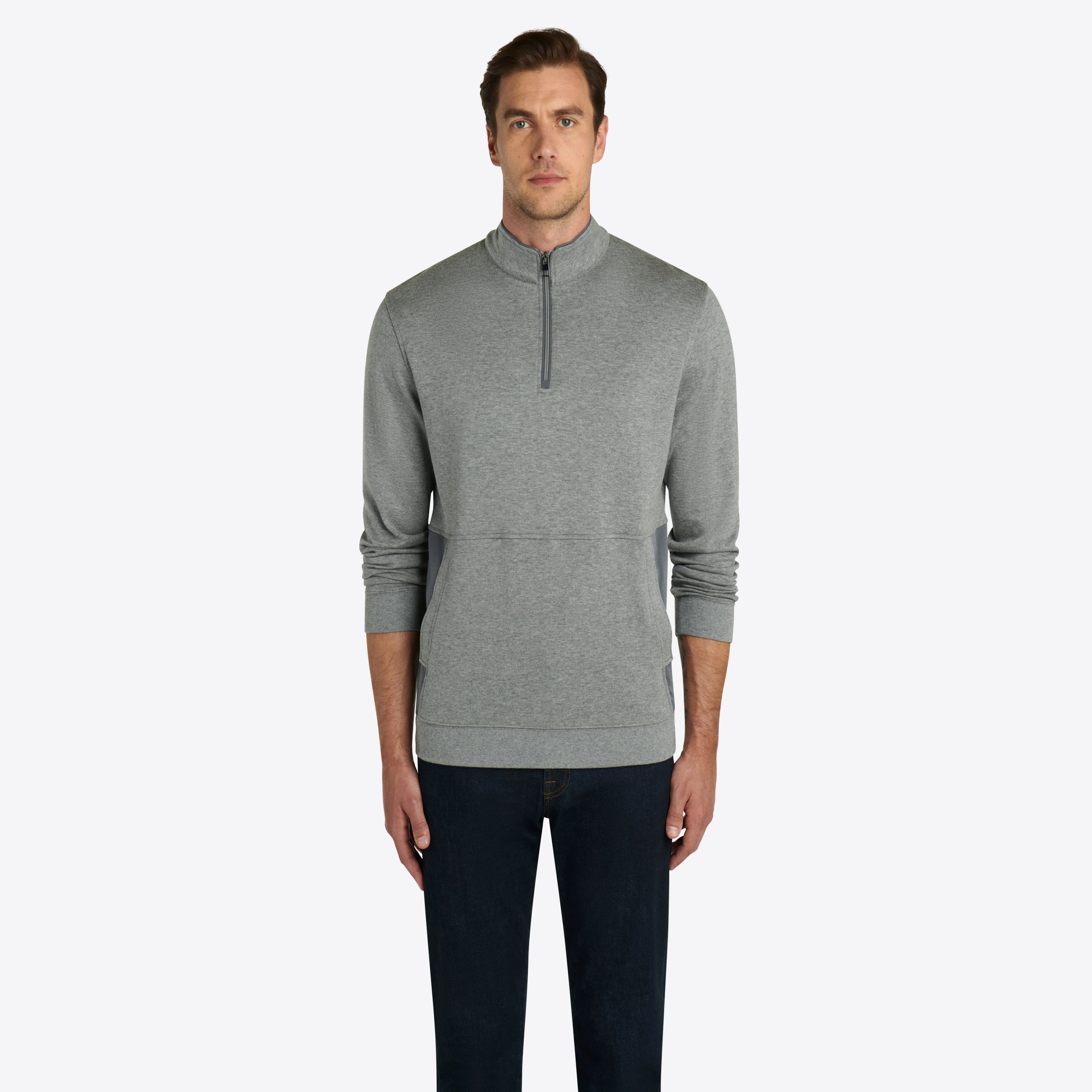 Heather Quarter Zip Mock Neck Pullover