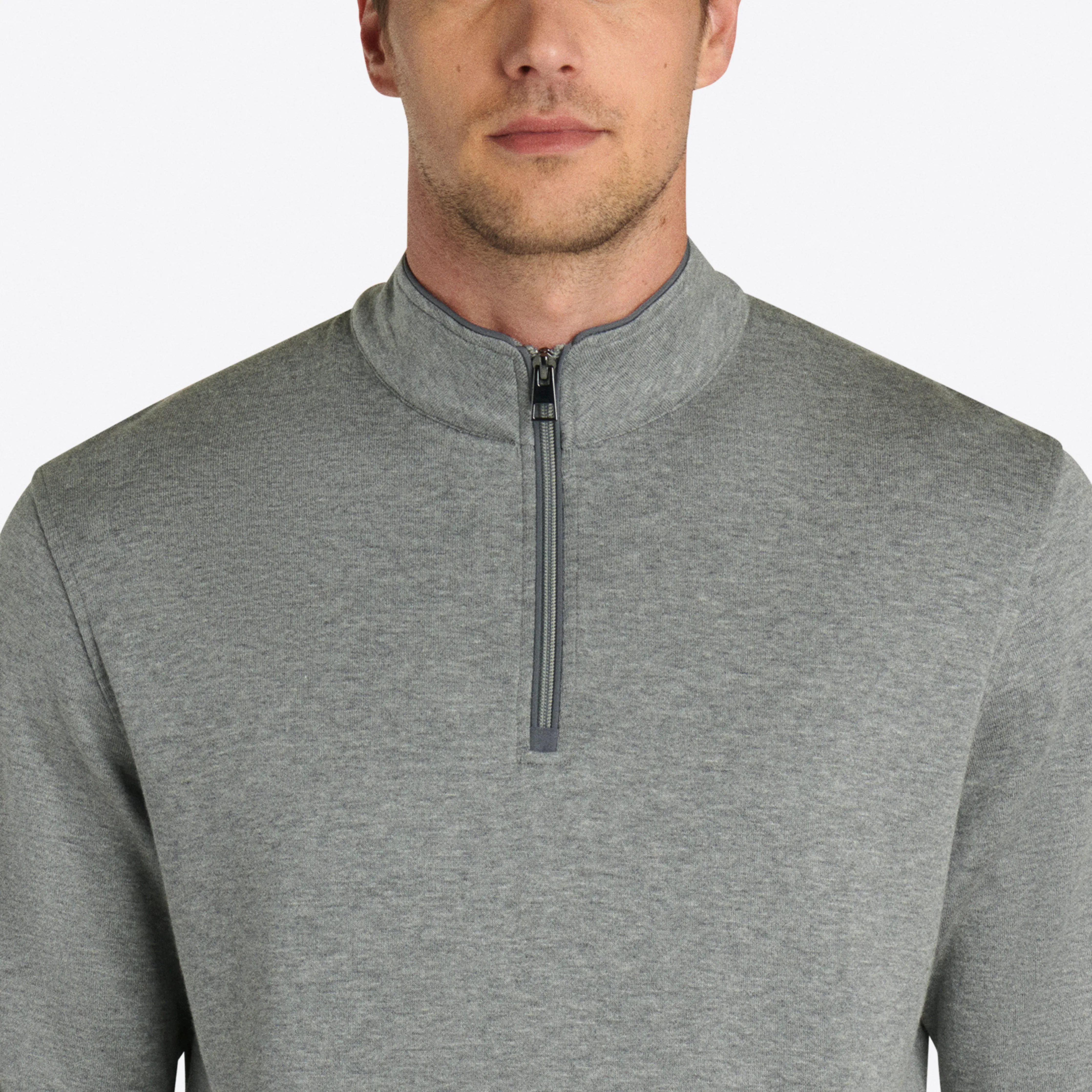 Heather Quarter Zip Mock Neck Pullover