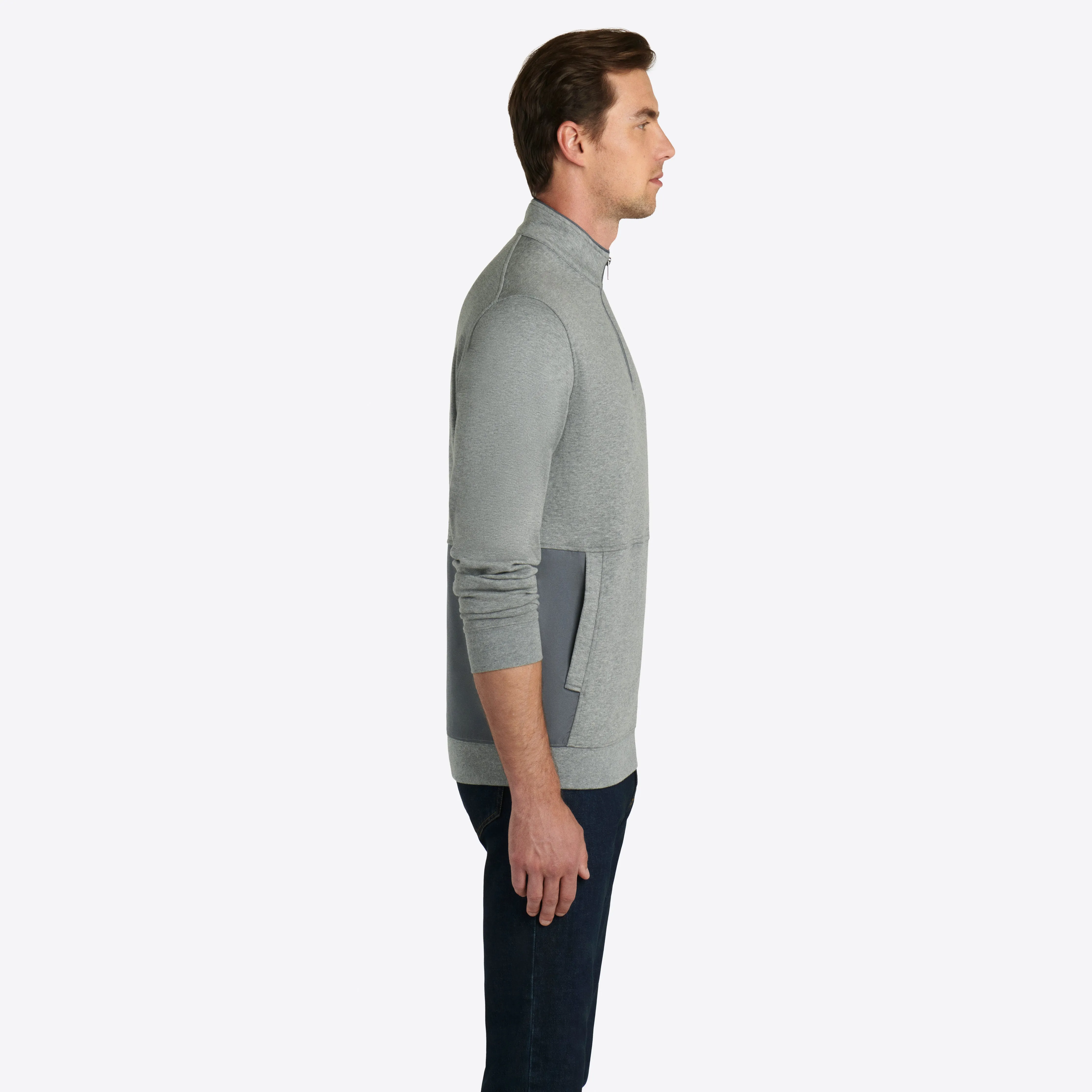 Heather Quarter Zip Mock Neck Pullover