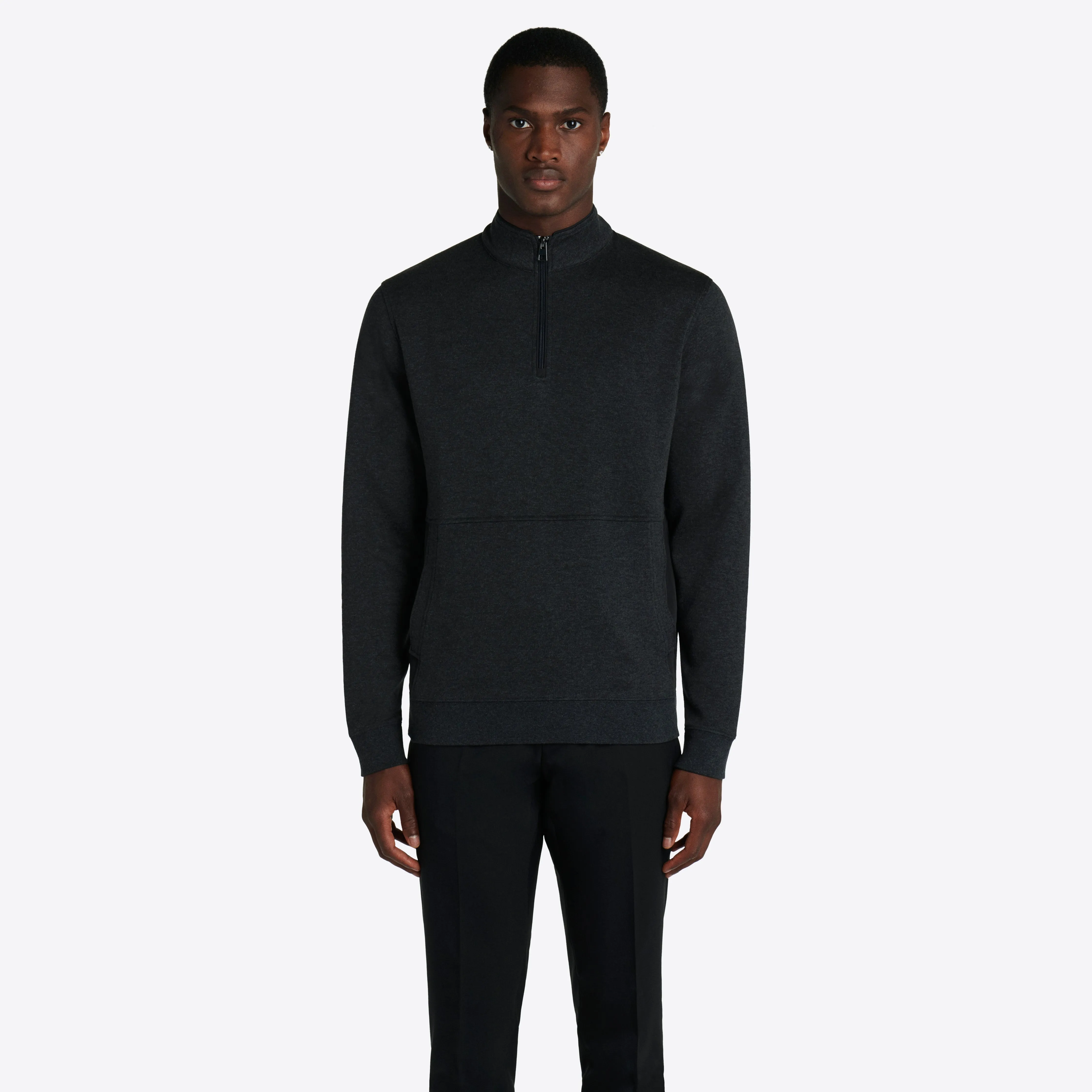 Heather Quarter Zip Mock Neck Pullover