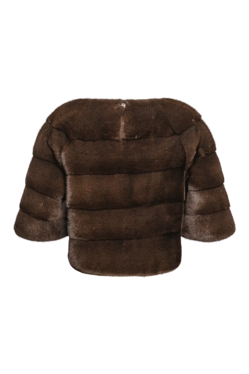 Horizontal Solid Color Mink Fur Pull - Over - Side Zipper