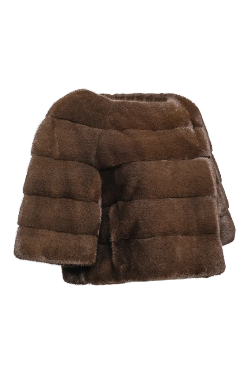 Horizontal Solid Color Mink Fur Pull - Over - Side Zipper