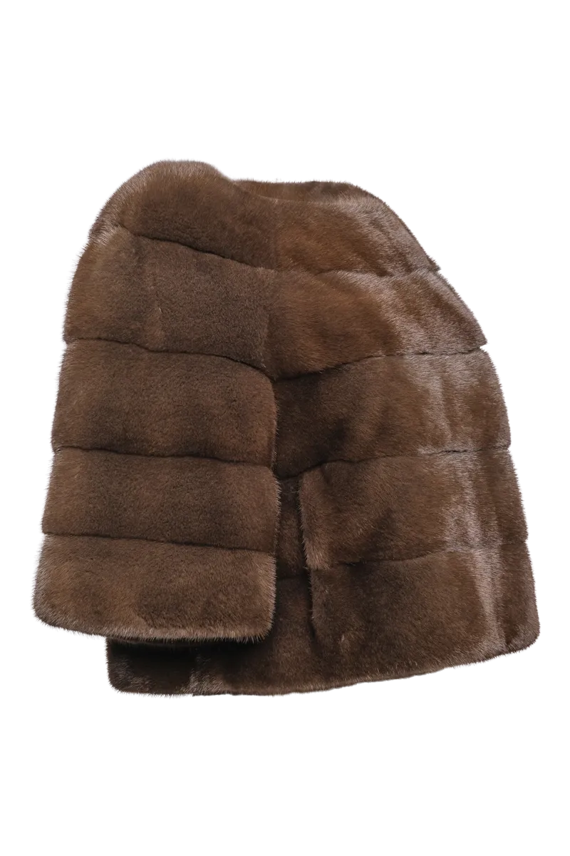Horizontal Solid Color Mink Fur Pull - Over - Side Zipper