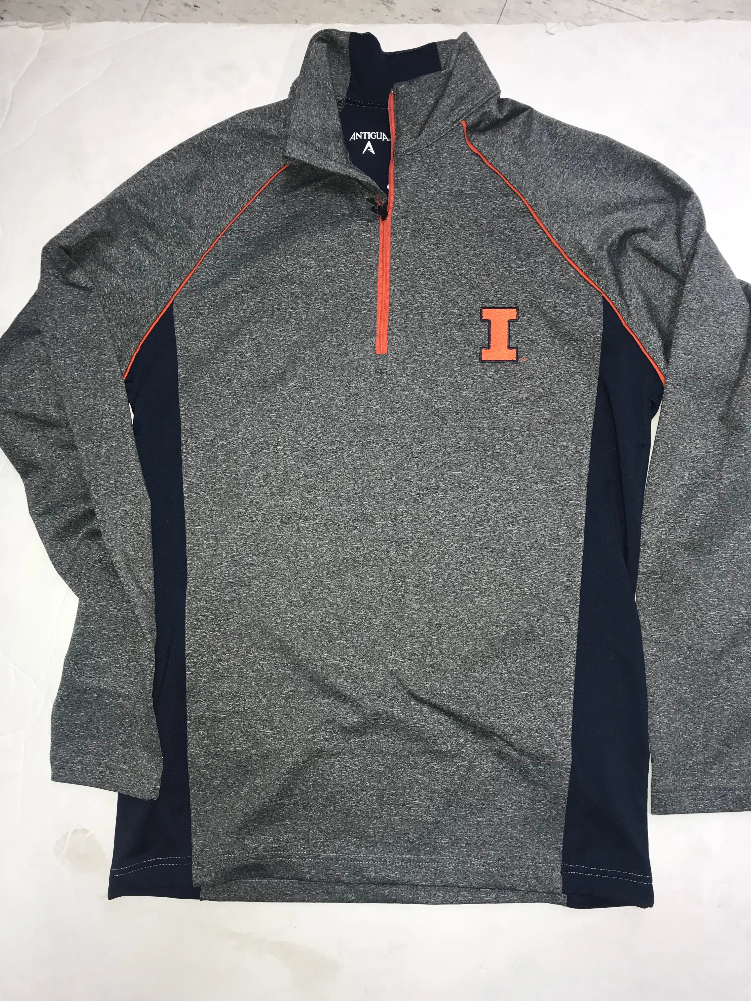 Illinois Fighting Illini Adult Gray Antigua Stamina 1/4 Zip